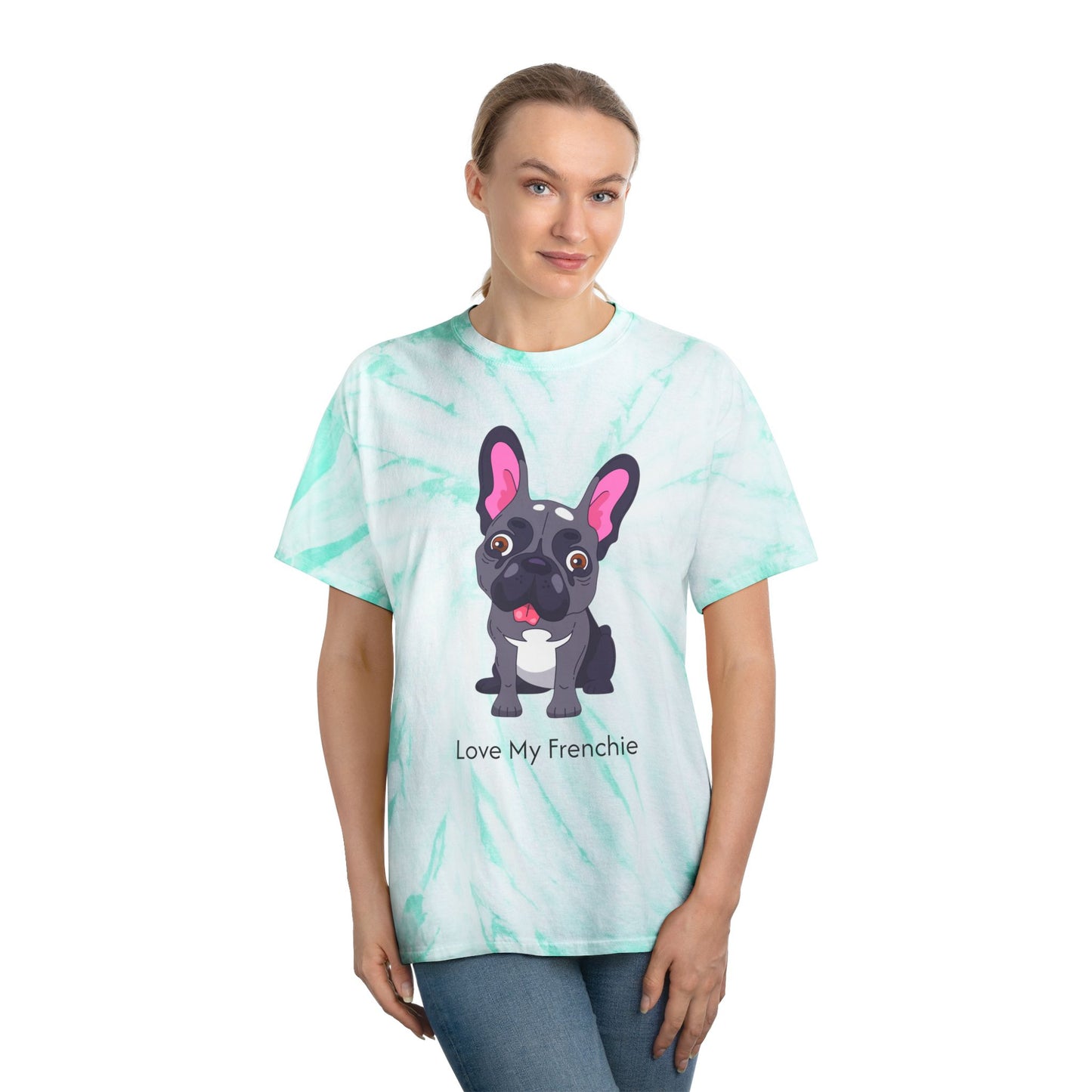 Love My Frenchie Tie-Dye Tee - Bright Yellow Cyclone Design for Dog Lovers