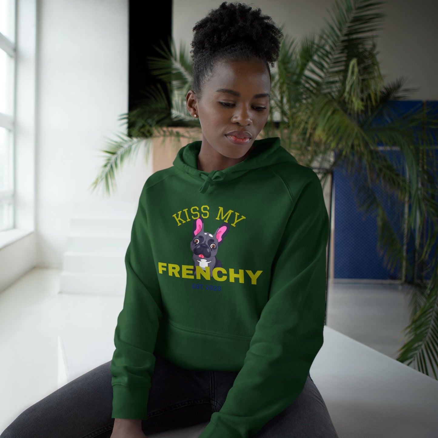 Kiss My Frenchy Hoodie |Women's Pet Lover Sweatshirt | Cute Gift for French Bulldog Owners, Apparel, Cozy Hoodie