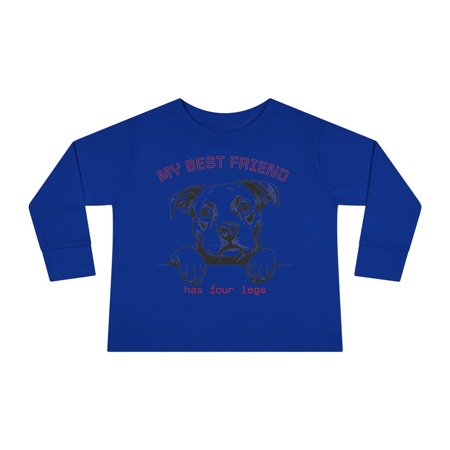 Toddler Long Sleeve Tee with Pitbull Design | Cute Puppy Apparel for Kids, Pet Lover Gift, Birthday Outfit, Animal Lover Tee