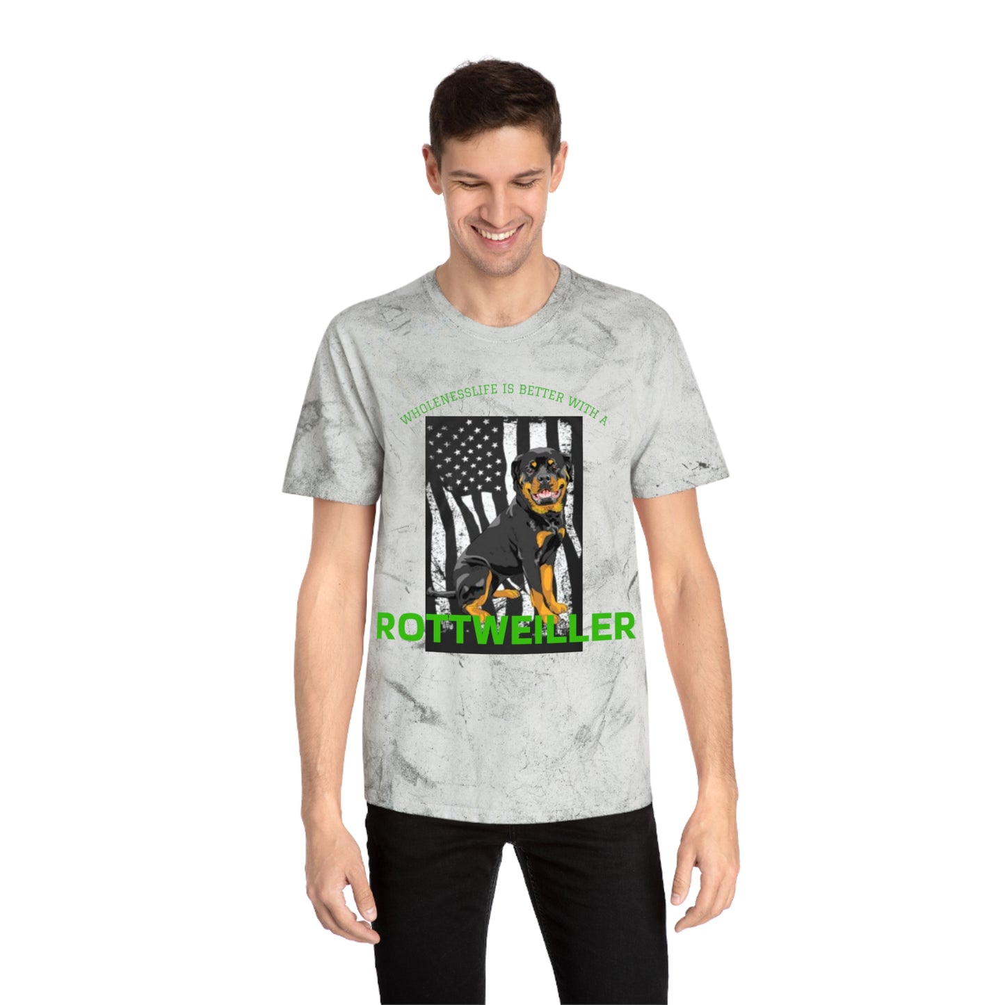 Women's Rottweiler Color Blast T-Shirt - Pet Lover Gift, Dog Dad Shirt, Animal Rescue Support, Unisex Graphic Tee, Pet Adoption Awareness