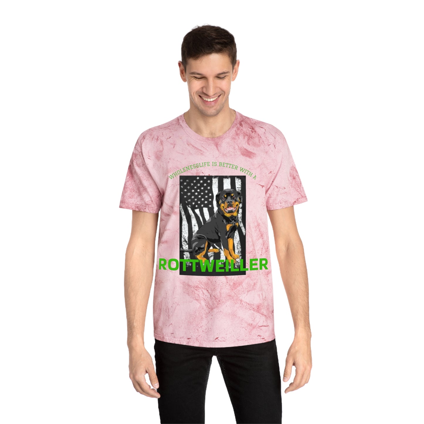 Women's Rottweiler Color Blast T-Shirt - Pet Lover Gift, Dog Dad Shirt, Animal Rescue Support, Unisex Graphic Tee, Pet Adoption Awareness