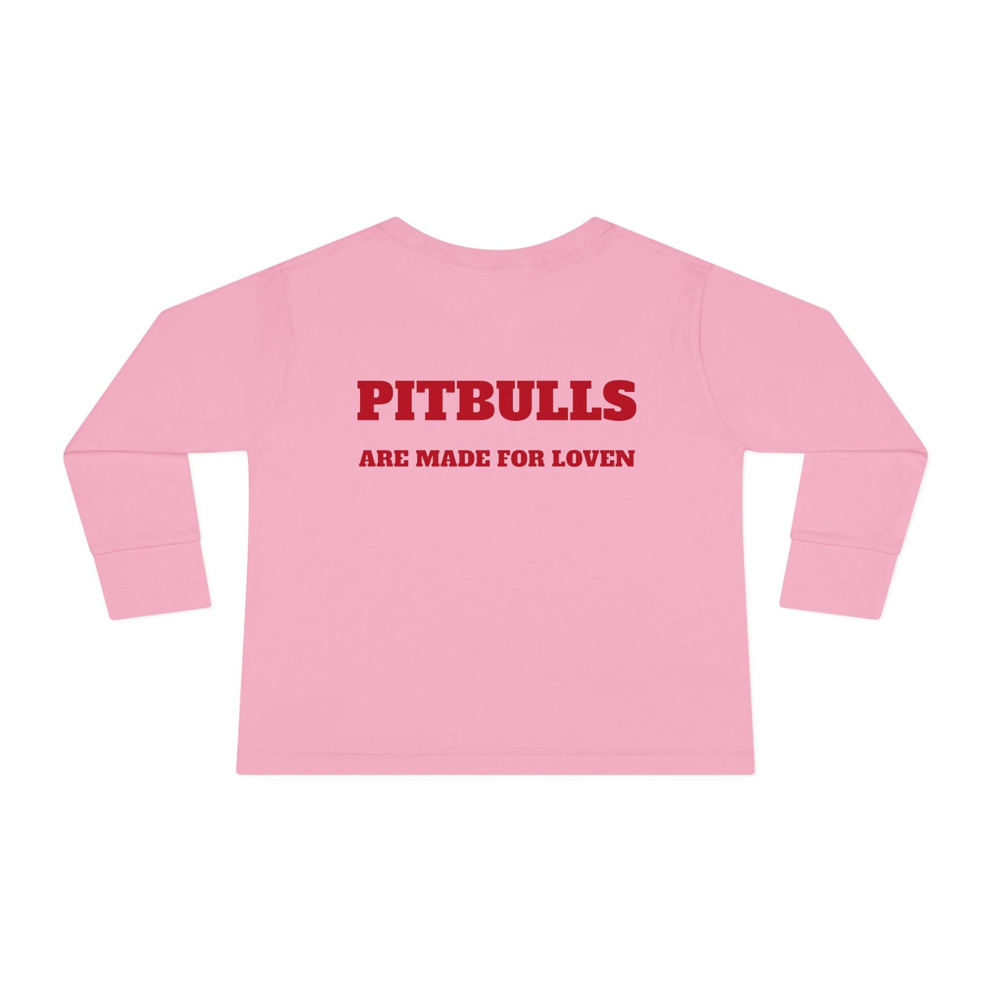 Toddler Long Sleeve Tee with Pitbull Design | Cute Puppy Apparel for Kids, Pet Lover Gift, Birthday Outfit, Animal Lover Tee