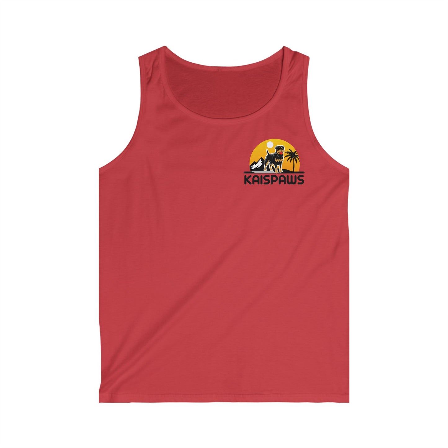 Tank Top with Kiss My Rottie Logo and Kai's Paws Logo - Men's Softstyle