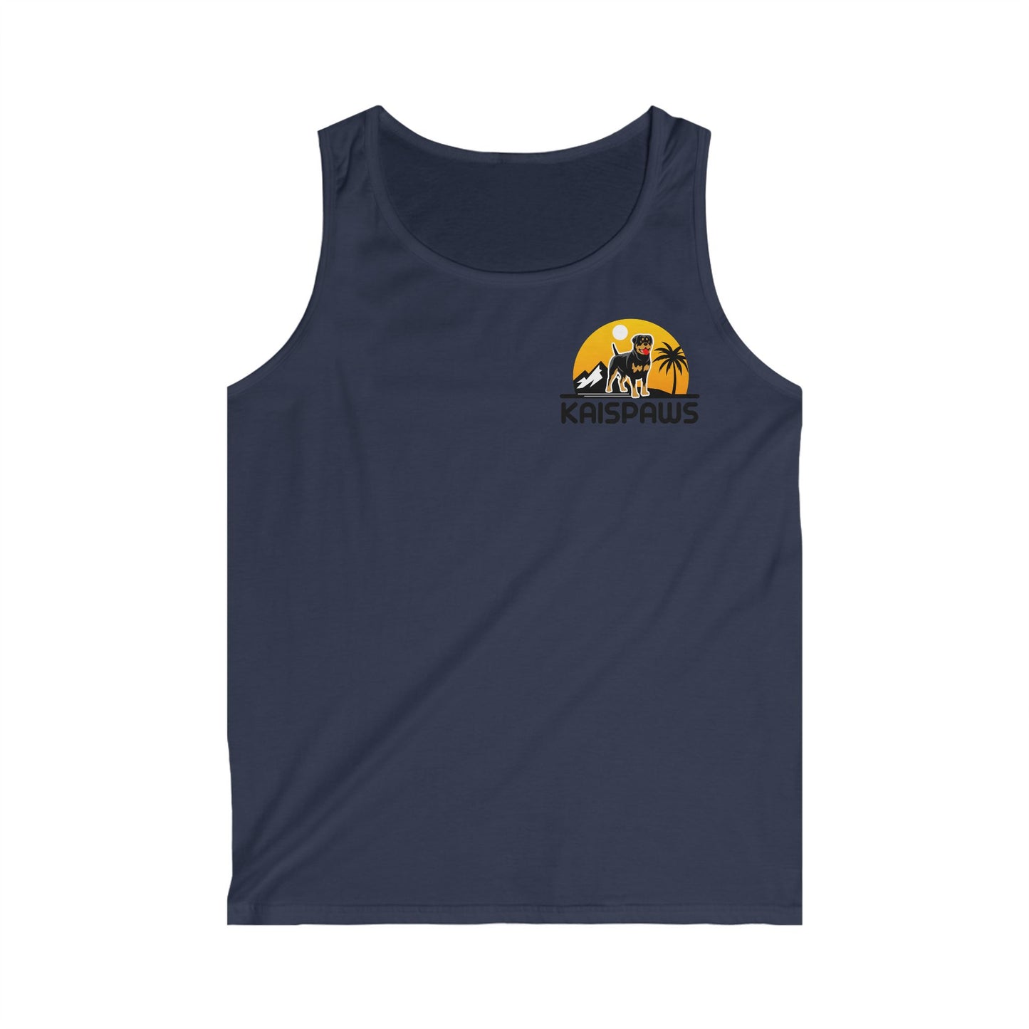 Tank Top with Kiss My Rottie Logo and Kai's Paws Logo - Men's Softstyle