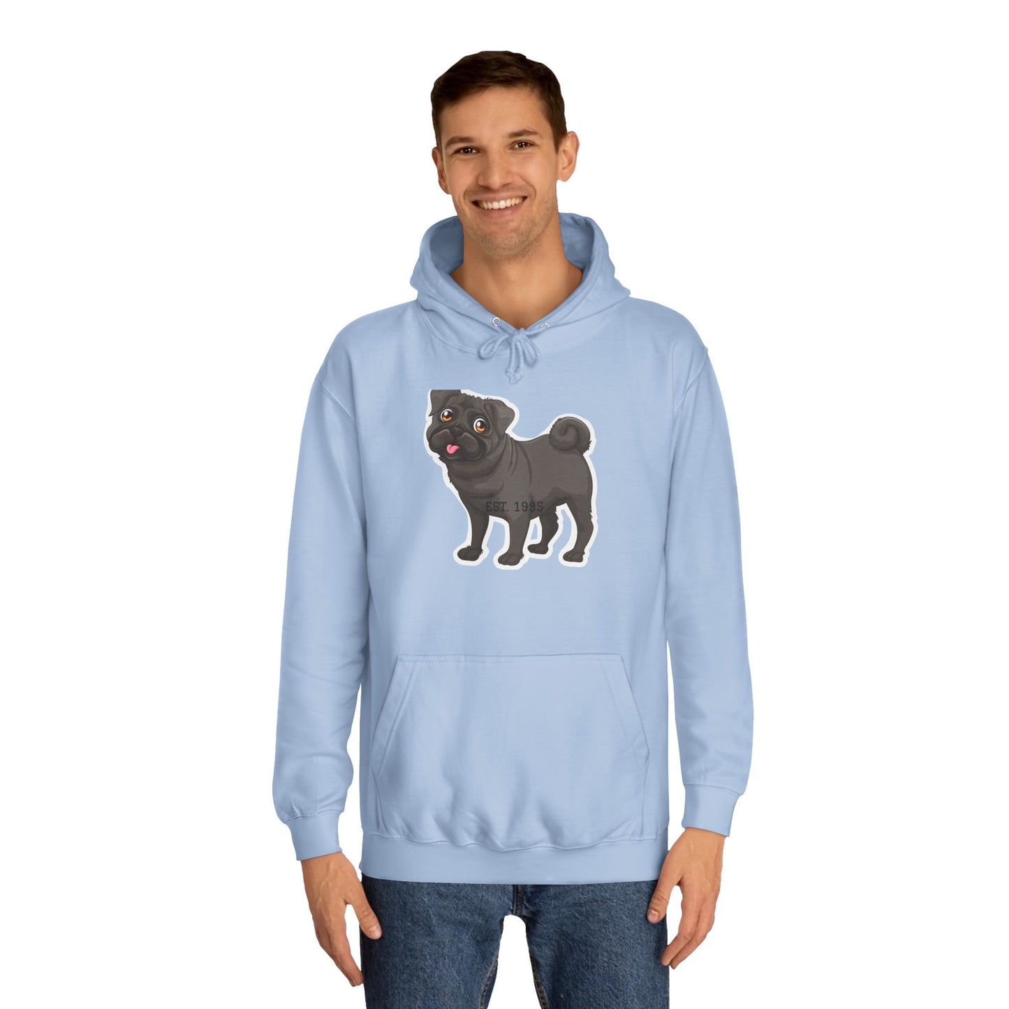 Adorable Pug Unisex College Hoodie - Cozy and Fun Dog Lover Apparel