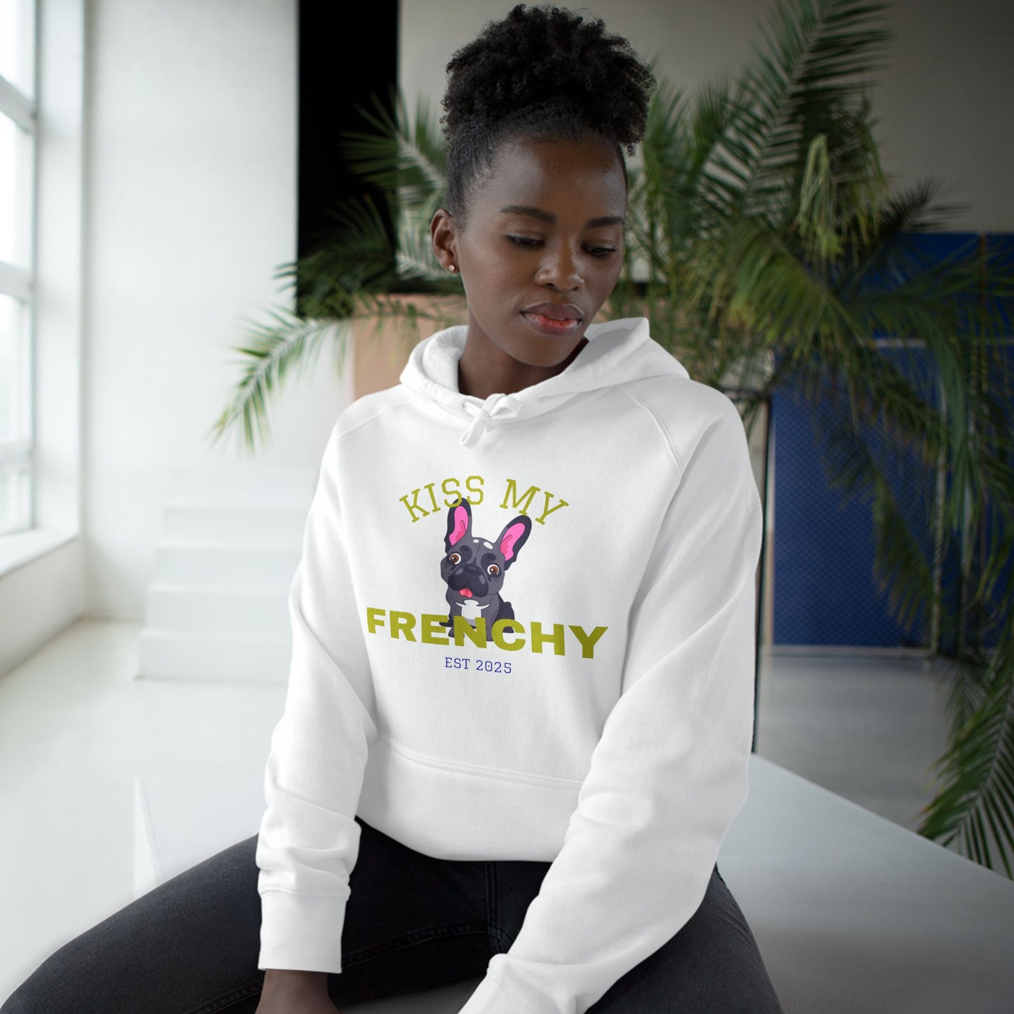 Kiss My Frenchy Hoodie |Women's Pet Lover Sweatshirt | Cute Gift for French Bulldog Owners, Apparel, Cozy Hoodie