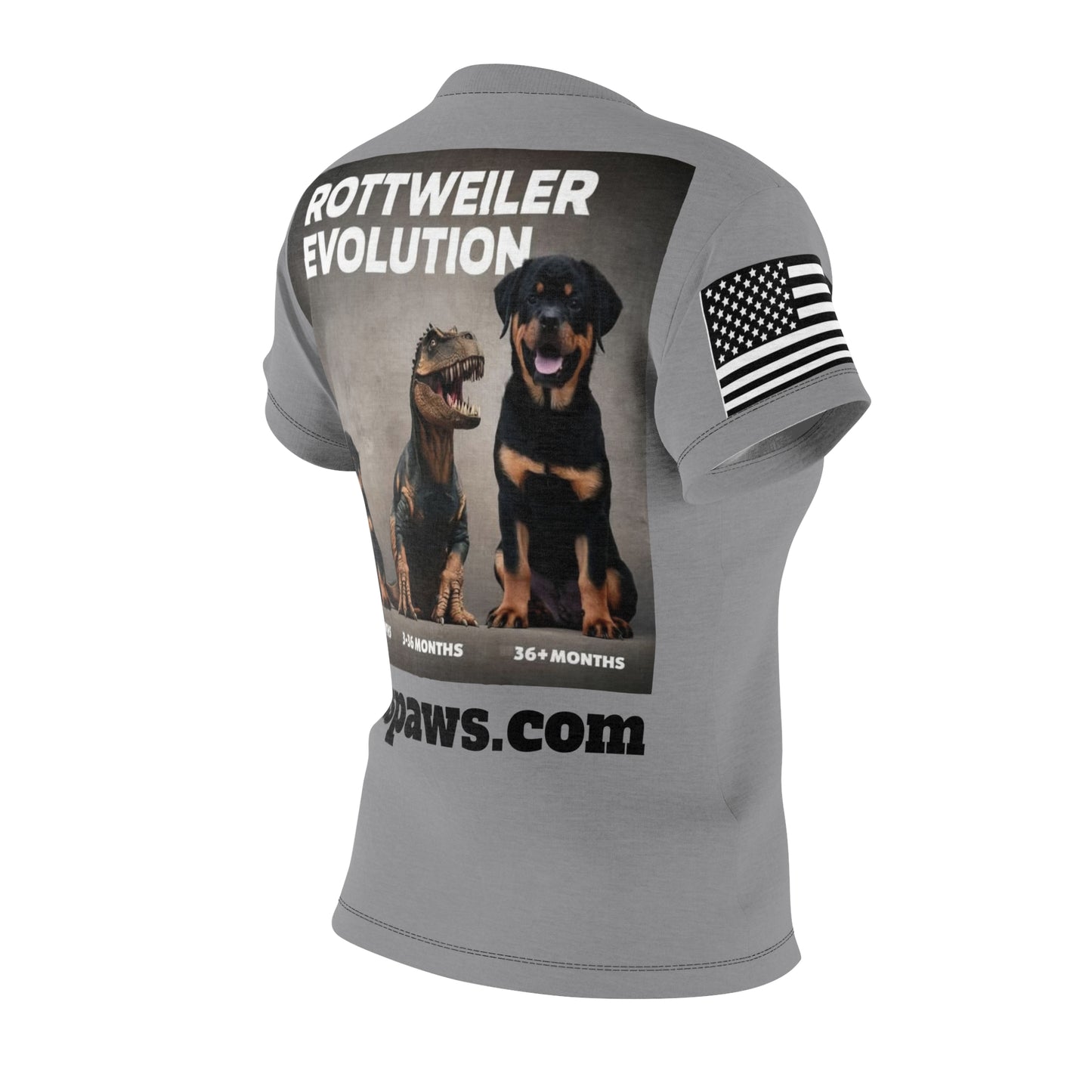 Ladies Tshirt - Evolution of a Rottweiler With USA Flag