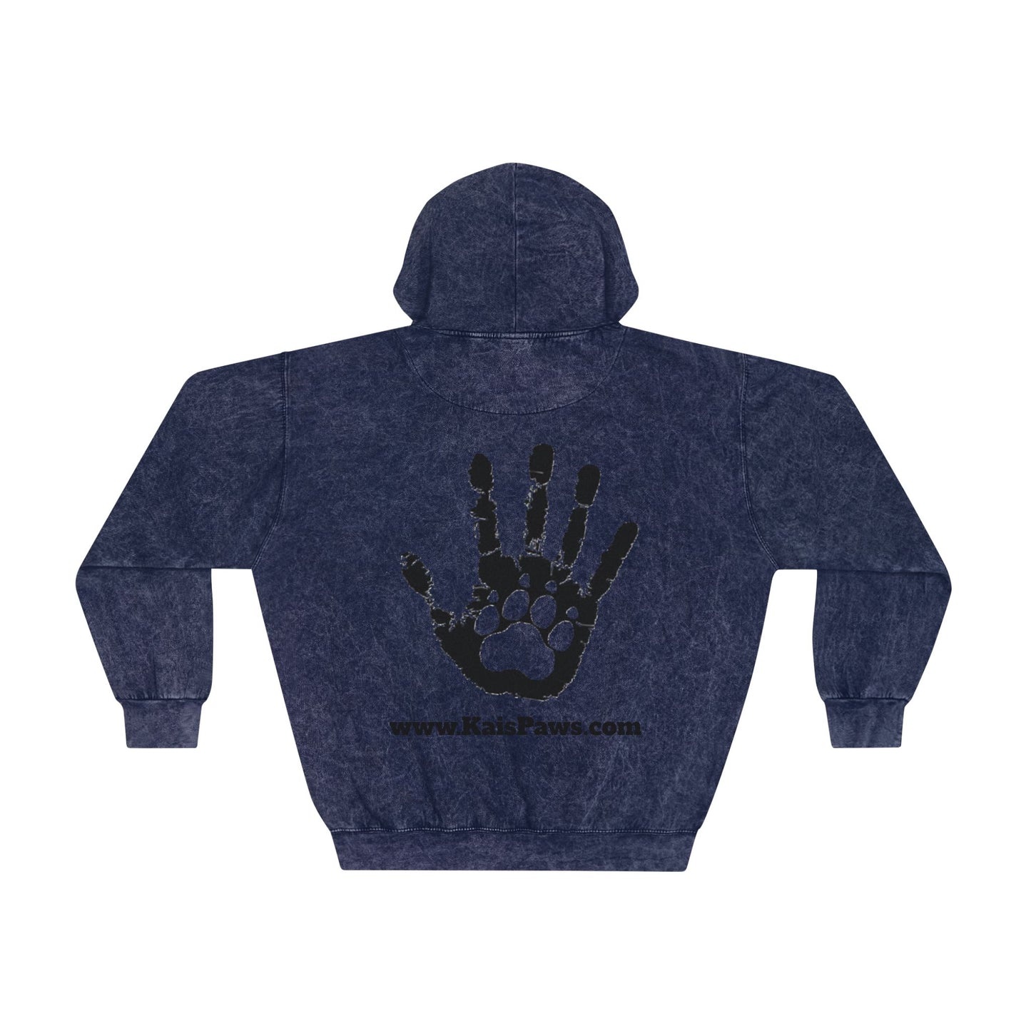 Men's Mineral Wash Hoodie - Sweatshirt with 'Hand/Paw' Design