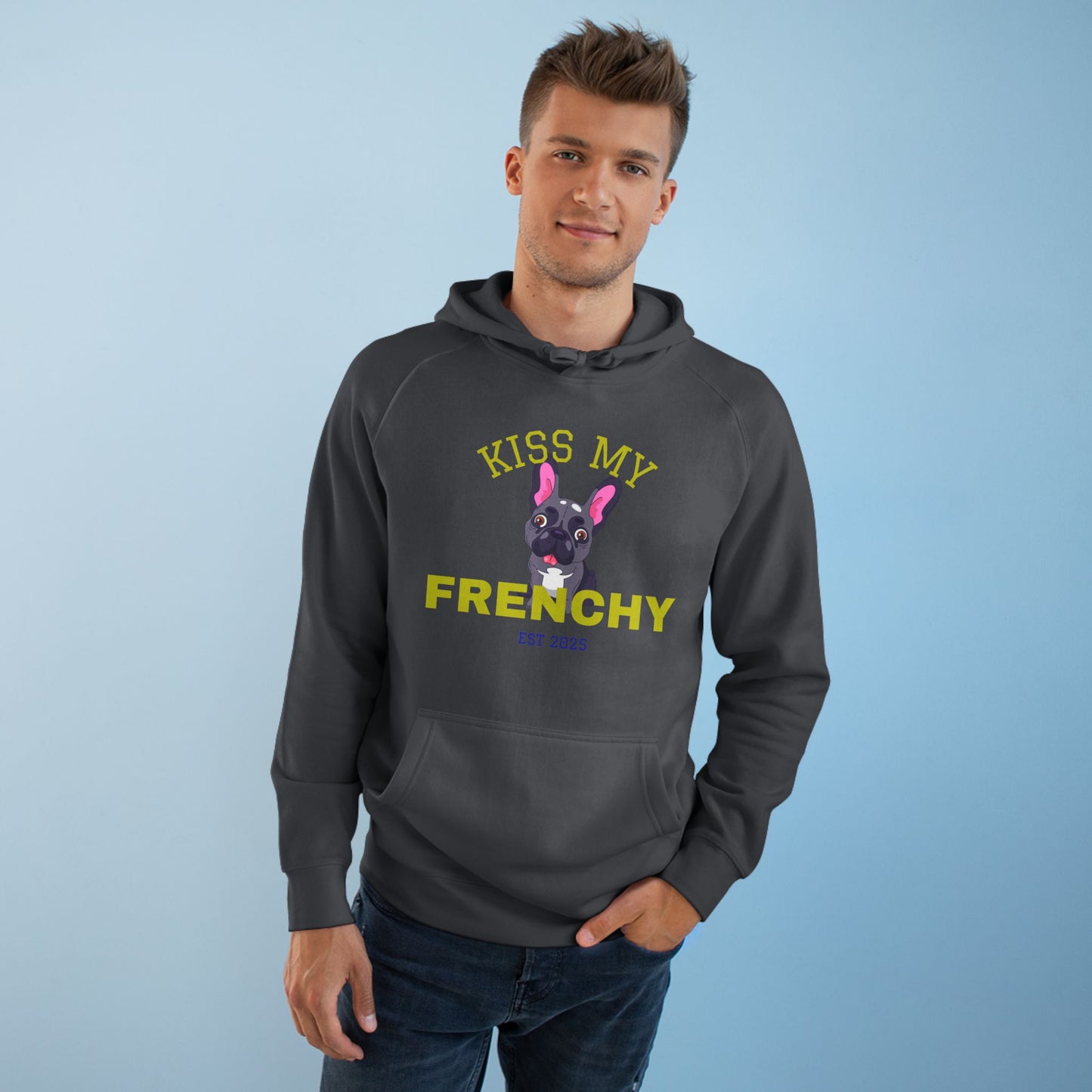 Kiss My Frenchy Hoodie |Women's Pet Lover Sweatshirt | Cute Gift for French Bulldog Owners, Apparel, Cozy Hoodie