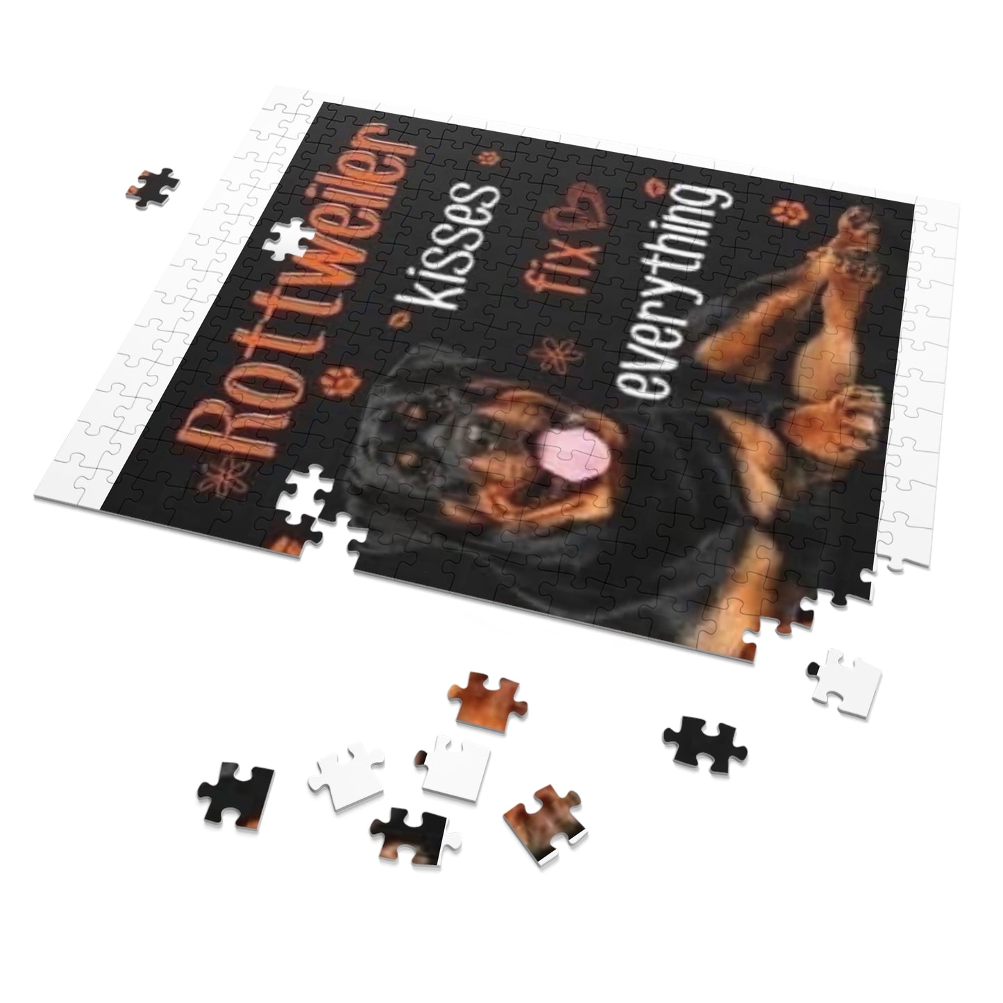 Rottweiler Kisses Jigsaw Puzzle, Dog Lover Gift, Family Game Night Essential, Pet Memorial Keepsake, Puzzle with Tin