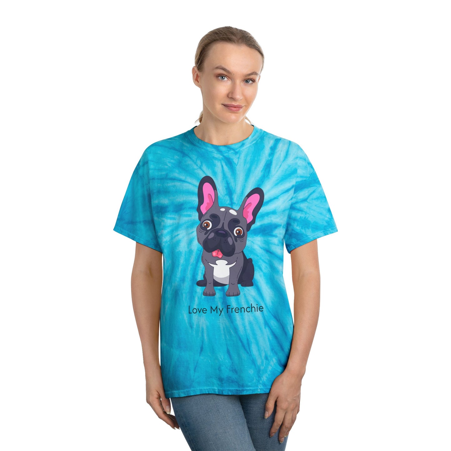 Love My Frenchie Tie-Dye Tee - Bright Yellow Cyclone Design for Dog Lovers
