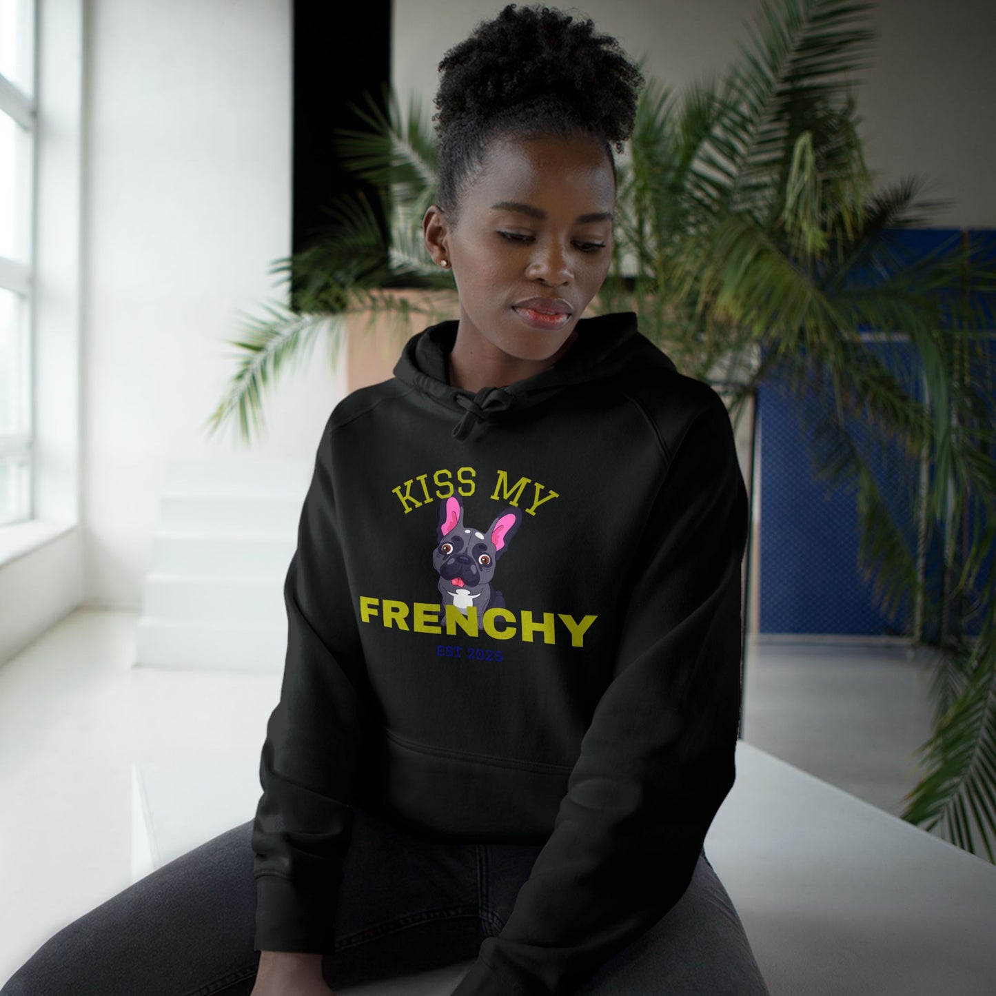 Kiss My Frenchy Hoodie |Women's Pet Lover Sweatshirt | Cute Gift for French Bulldog Owners, Apparel, Cozy Hoodie