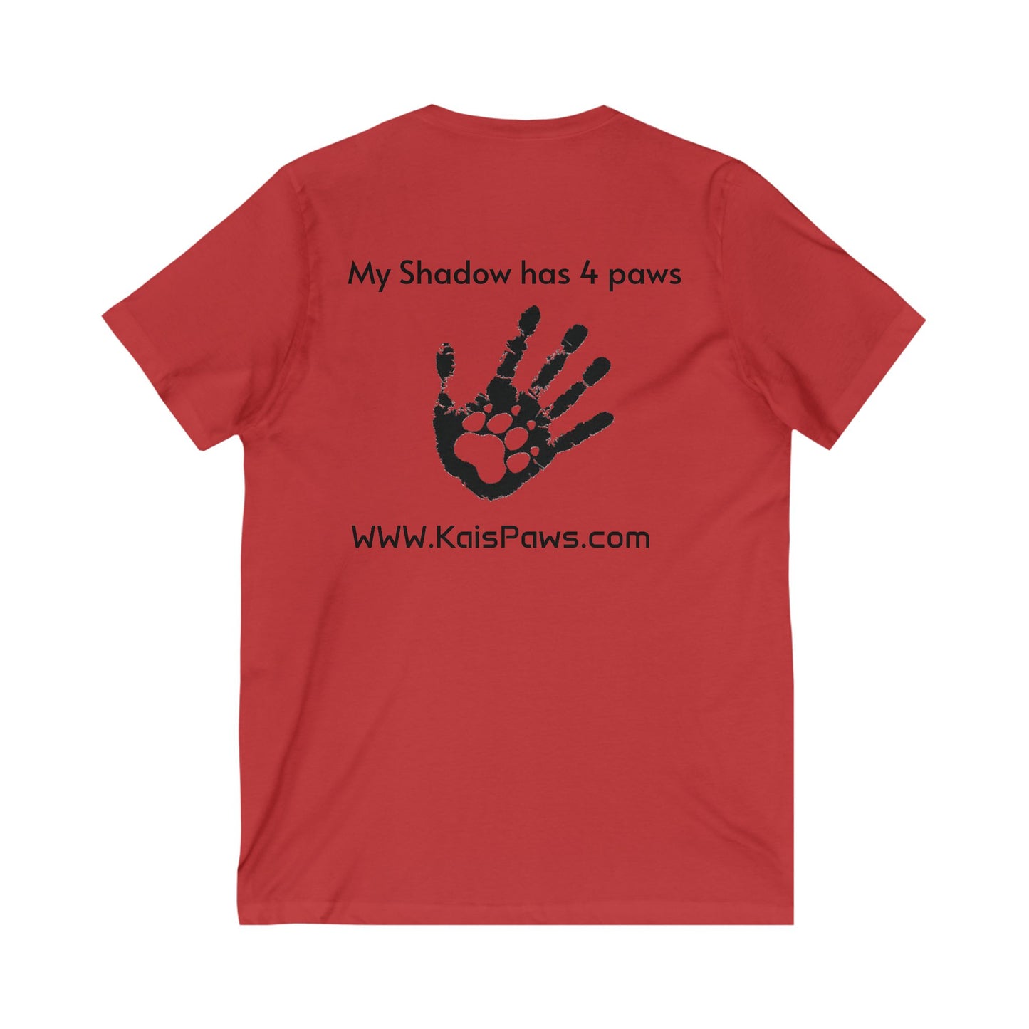 Ladies V-Neck Tee - 'My Shadow has 4 Paws' Pet Lover Shirt