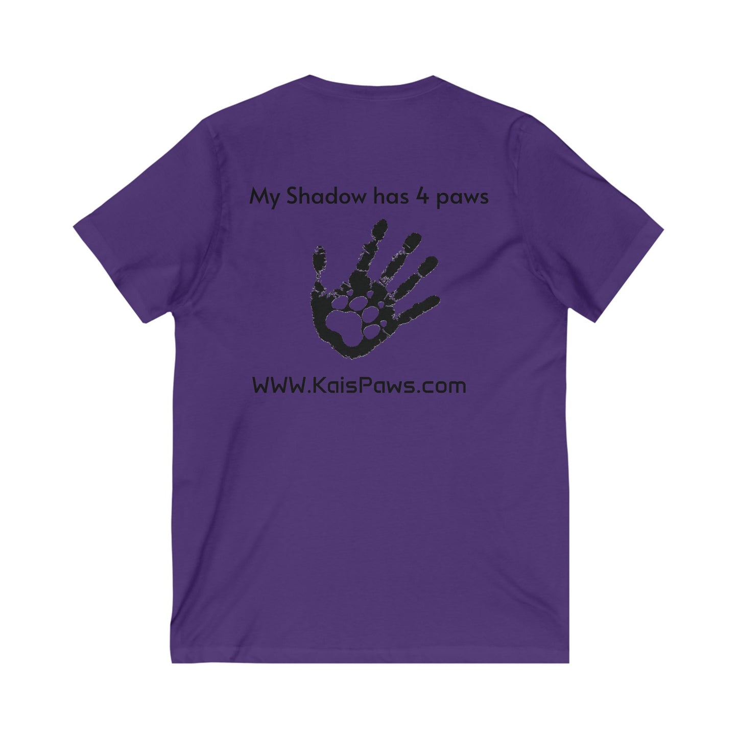 Ladies V-Neck Tee - 'My Shadow has 4 Paws' Pet Lover Shirt