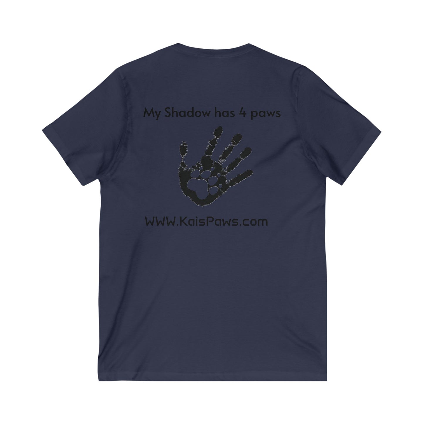 Ladies V-Neck Tee - 'My Shadow has 4 Paws' Pet Lover Shirt
