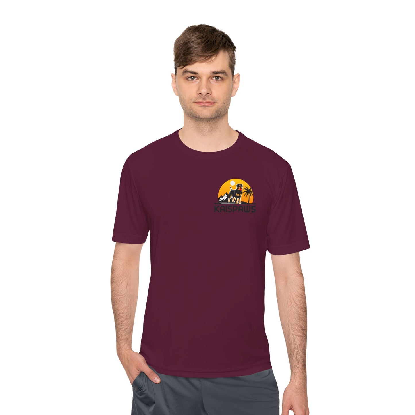Caution Rottweiler May Lick You to Death Unisex Moisture Wicking Tee
