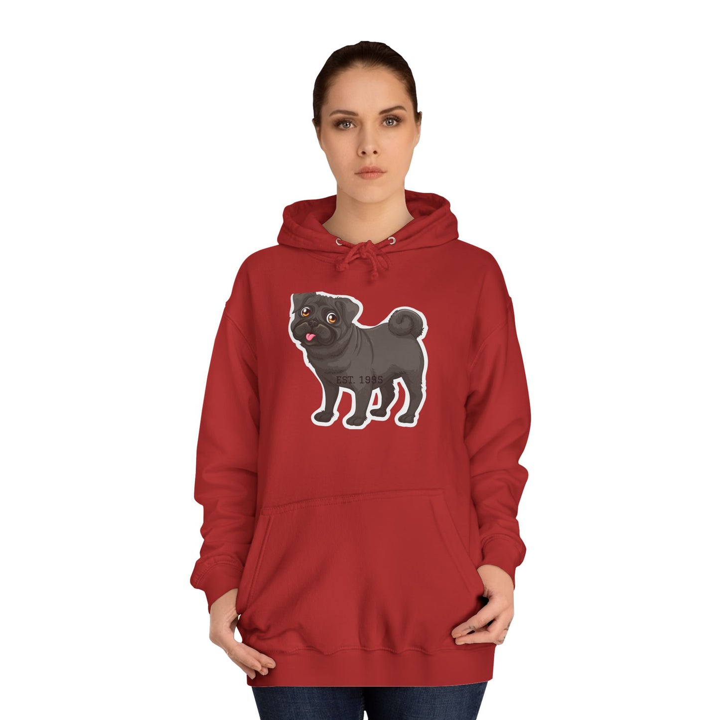 Adorable Pug Unisex College Hoodie - Cozy and Fun Dog Lover Apparel