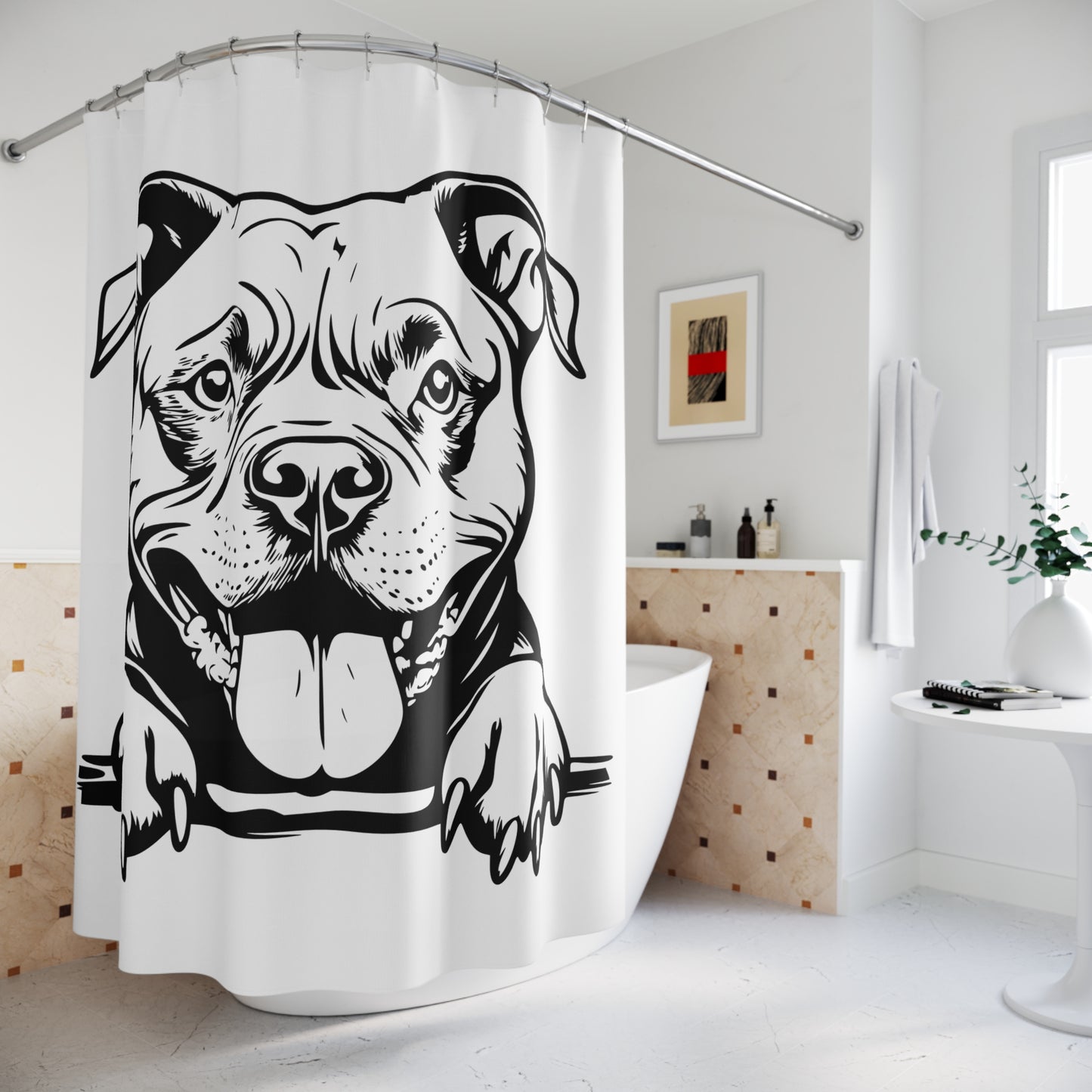 Playful Pit Bull Shower Curtain - Perfect for Pet Lovers