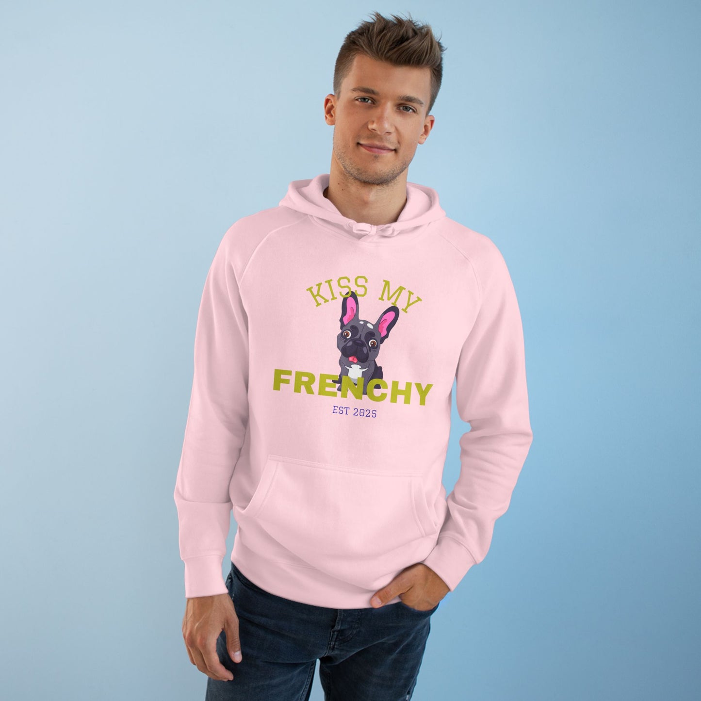 Kiss My Frenchy Hoodie |Women's Pet Lover Sweatshirt | Cute Gift for French Bulldog Owners, Apparel, Cozy Hoodie