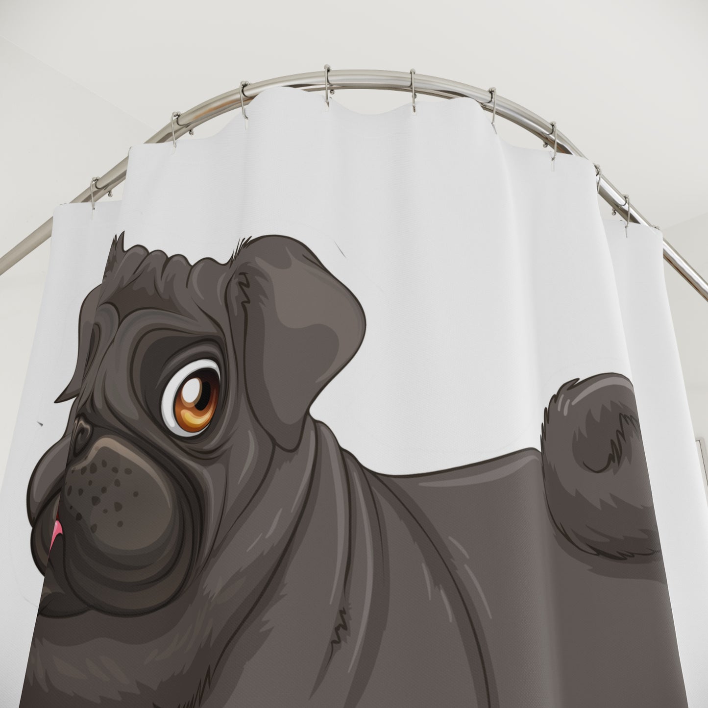 Cute Pug Shower Curtain - Fun Bathroom Decor for Dog Lovers