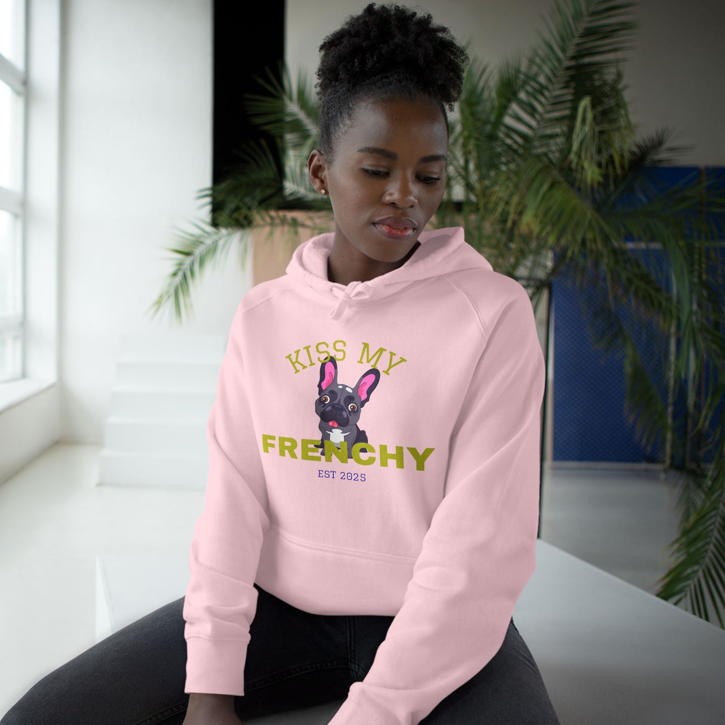 Kiss My Frenchy Hoodie |Women's Pet Lover Sweatshirt | Cute Gift for French Bulldog Owners, Apparel, Cozy Hoodie