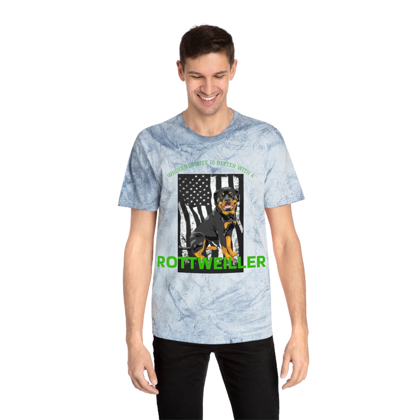 Women's Rottweiler Color Blast T-Shirt - Pet Lover Gift, Dog Dad Shirt, Animal Rescue Support, Unisex Graphic Tee, Pet Adoption Awareness
