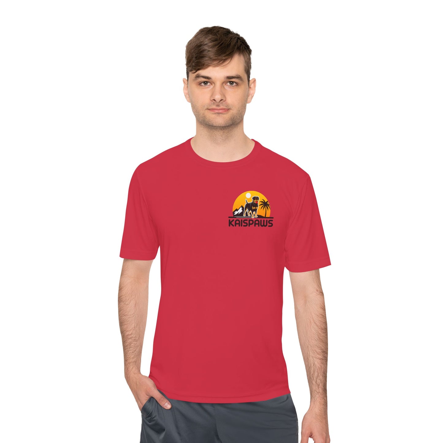 Caution Rottweiler May Lick You to Death Unisex Moisture Wicking Tee