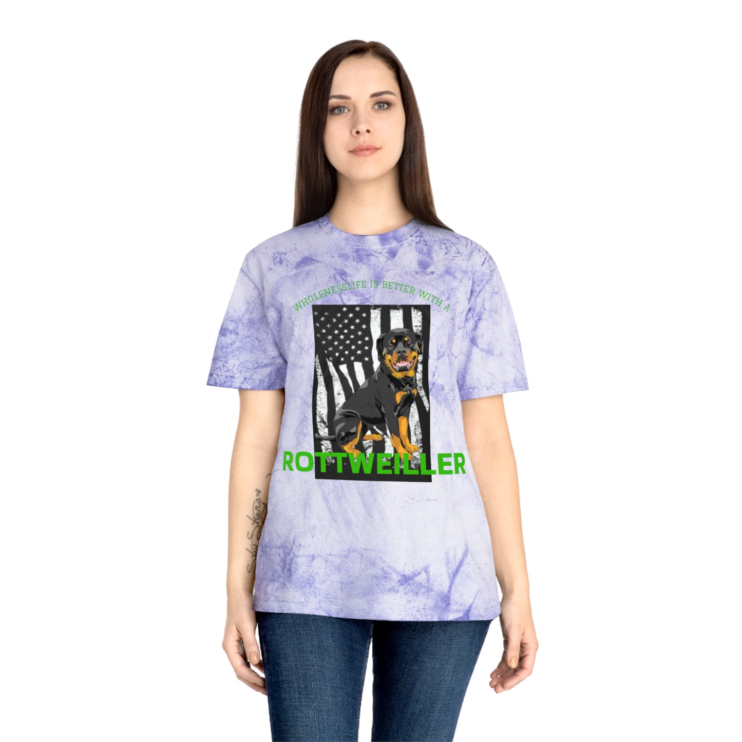Women's Rottweiler Color Blast T-Shirt - Pet Lover Gift, Dog Dad Shirt, Animal Rescue Support, Unisex Graphic Tee, Pet Adoption Awareness
