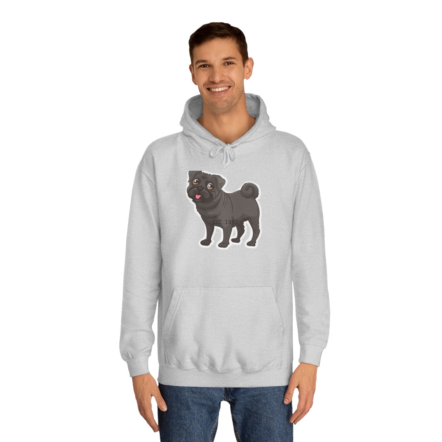 Adorable Pug Unisex College Hoodie - Cozy and Fun Dog Lover Apparel