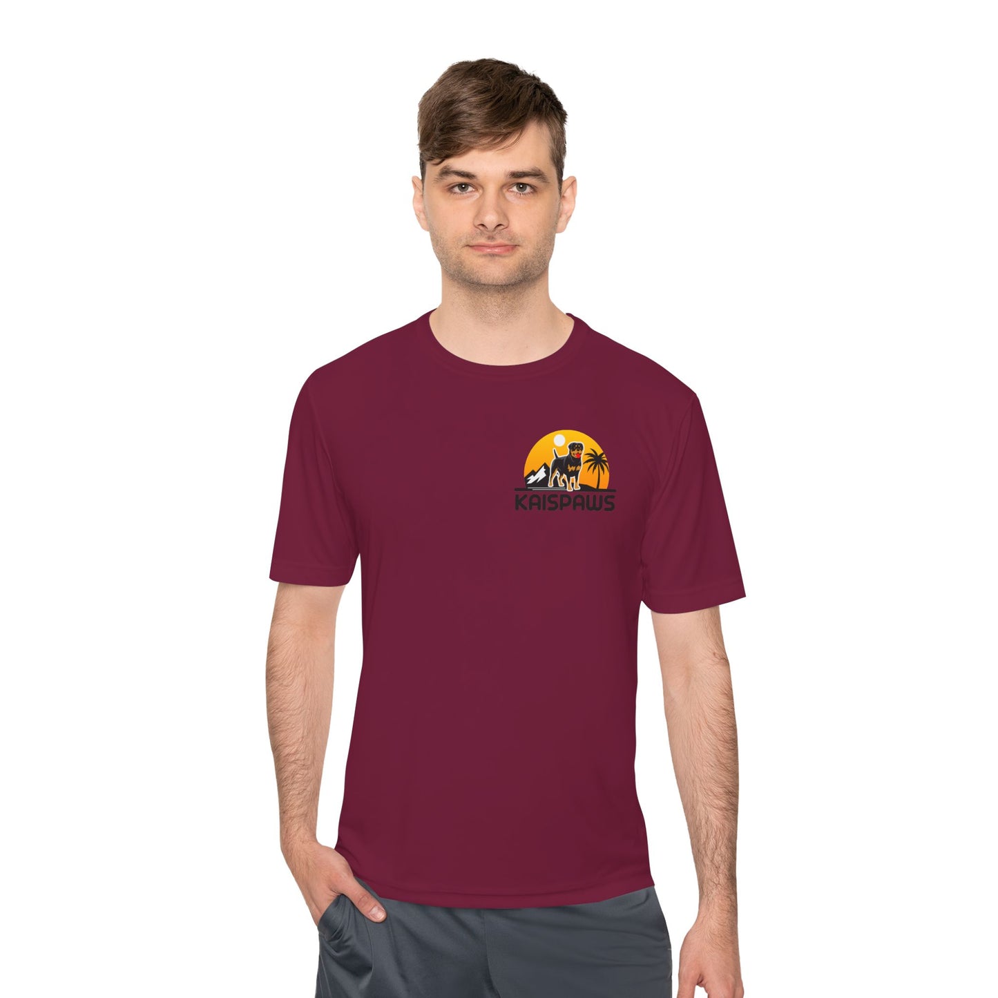 Caution Rottweiler May Lick You to Death Unisex Moisture Wicking Tee