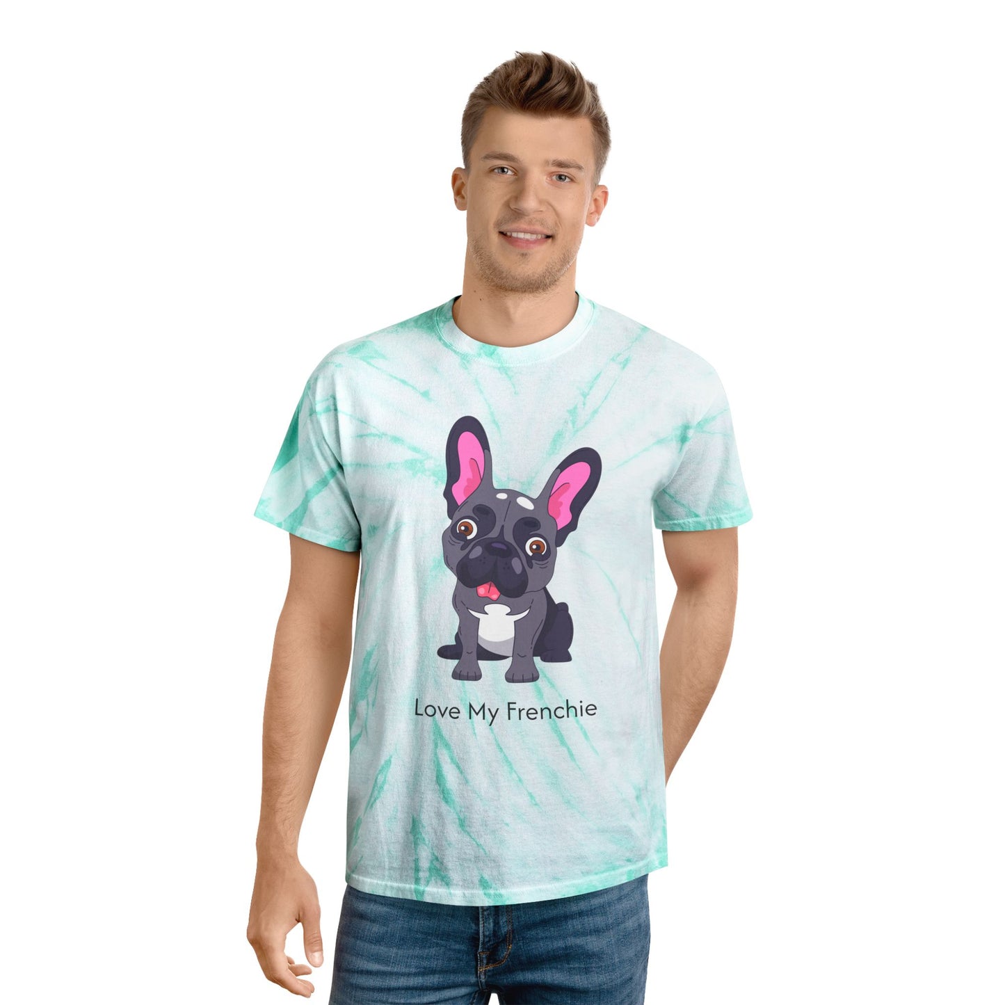 Love My Frenchie Tie-Dye Tee - Bright Yellow Cyclone Design for Dog Lovers