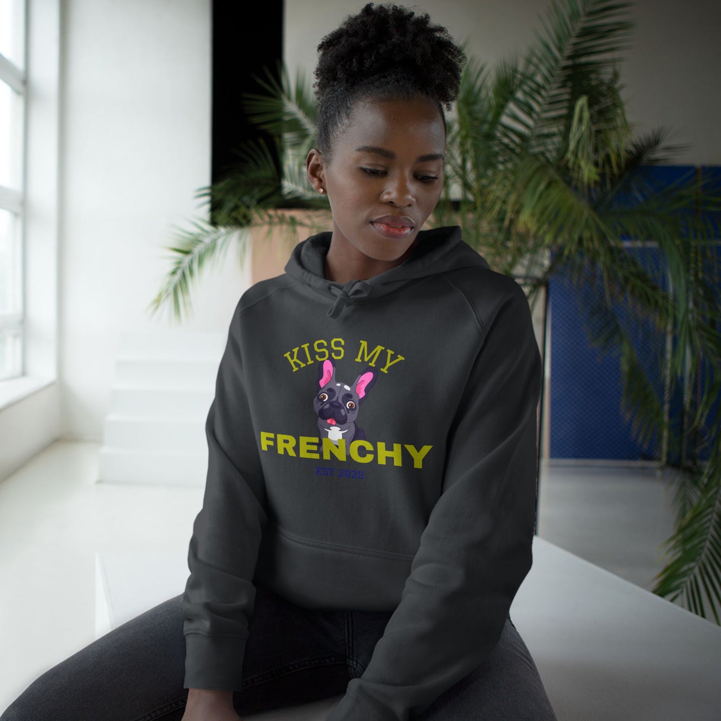 Kiss My Frenchy Hoodie |Women's Pet Lover Sweatshirt | Cute Gift for French Bulldog Owners, Apparel, Cozy Hoodie