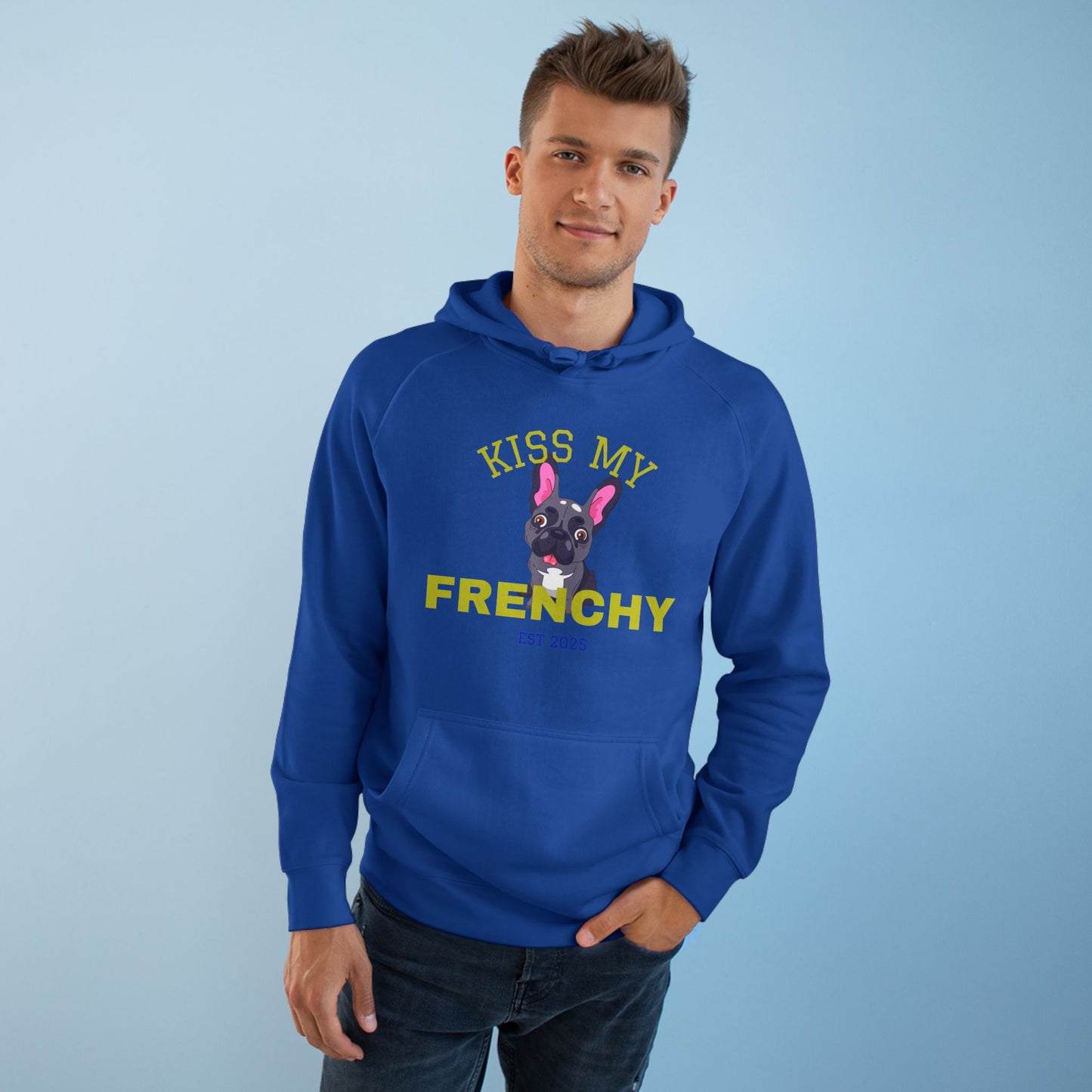 Kiss My Frenchy Hoodie |Women's Pet Lover Sweatshirt | Cute Gift for French Bulldog Owners, Apparel, Cozy Hoodie