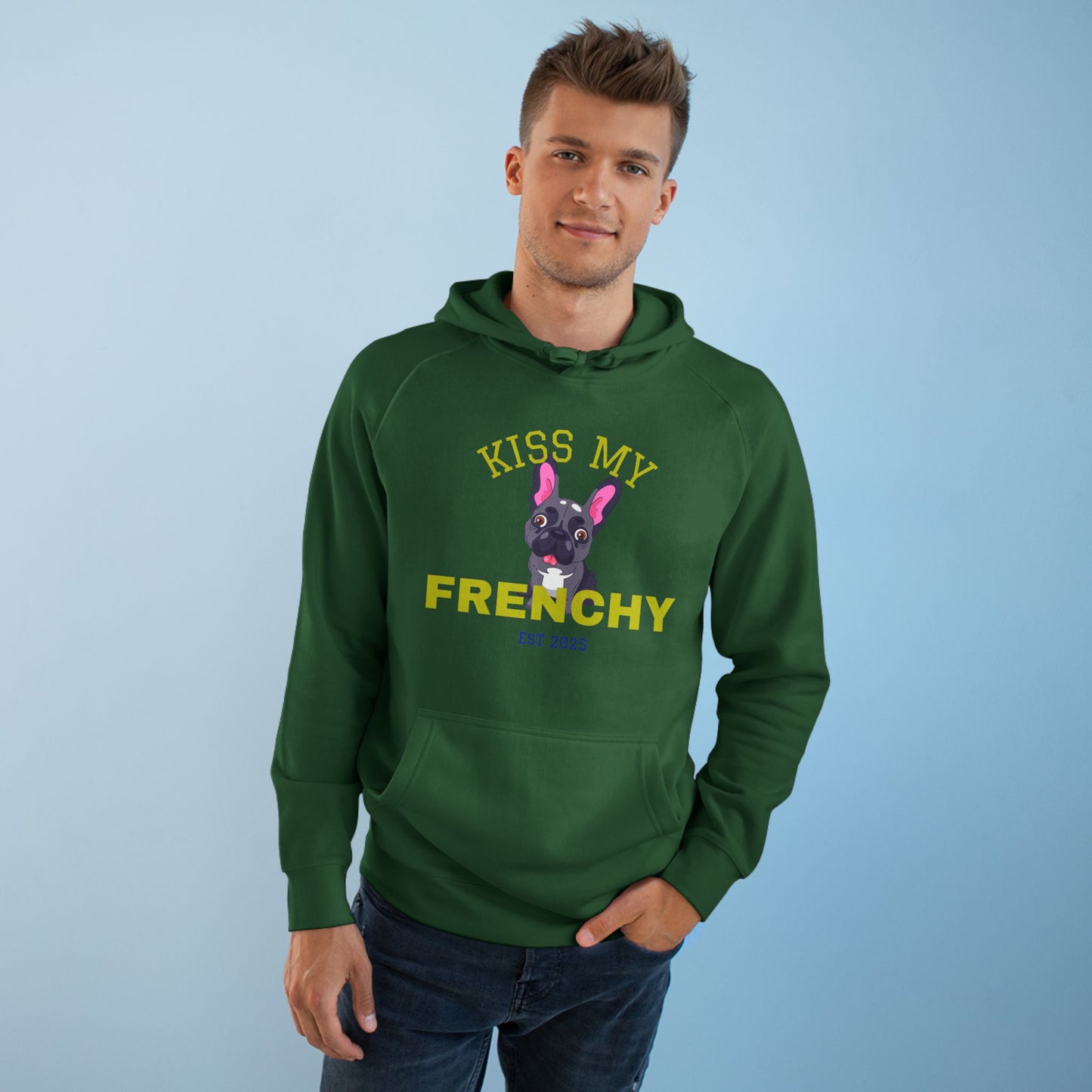 Kiss My Frenchy Hoodie |Women's Pet Lover Sweatshirt | Cute Gift for French Bulldog Owners, Apparel, Cozy Hoodie