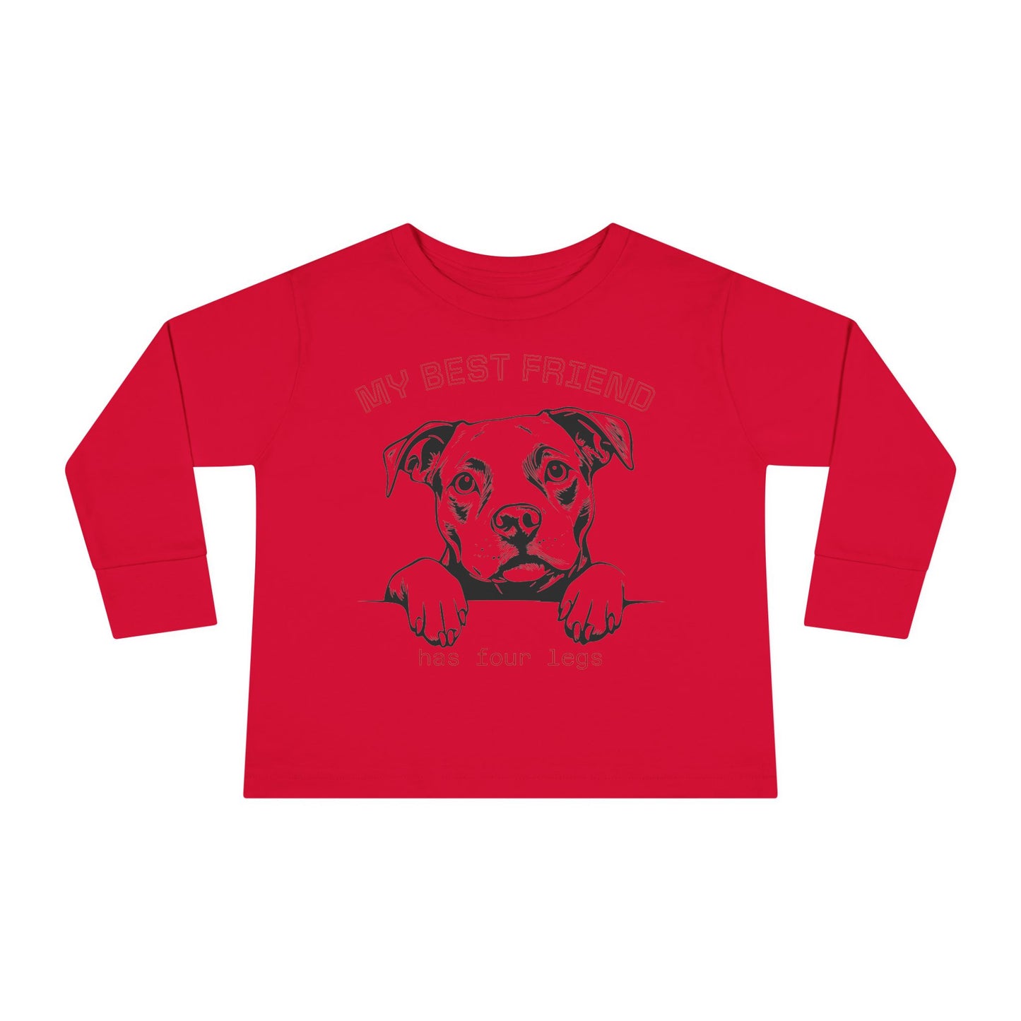 Toddler Long Sleeve Tee with Pitbull Design | Cute Puppy Apparel for Kids, Pet Lover Gift, Birthday Outfit, Animal Lover Tee