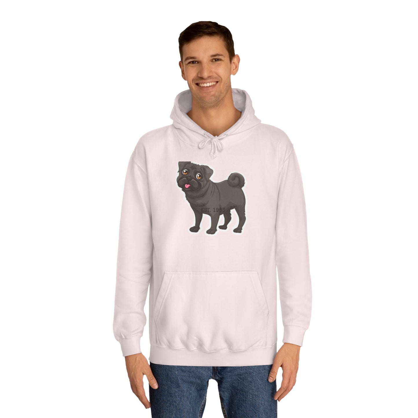 Adorable Pug Unisex College Hoodie - Cozy and Fun Dog Lover Apparel