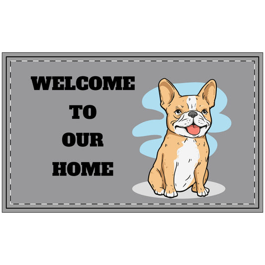 Welcome Home French Bulldog Polyester Doormat