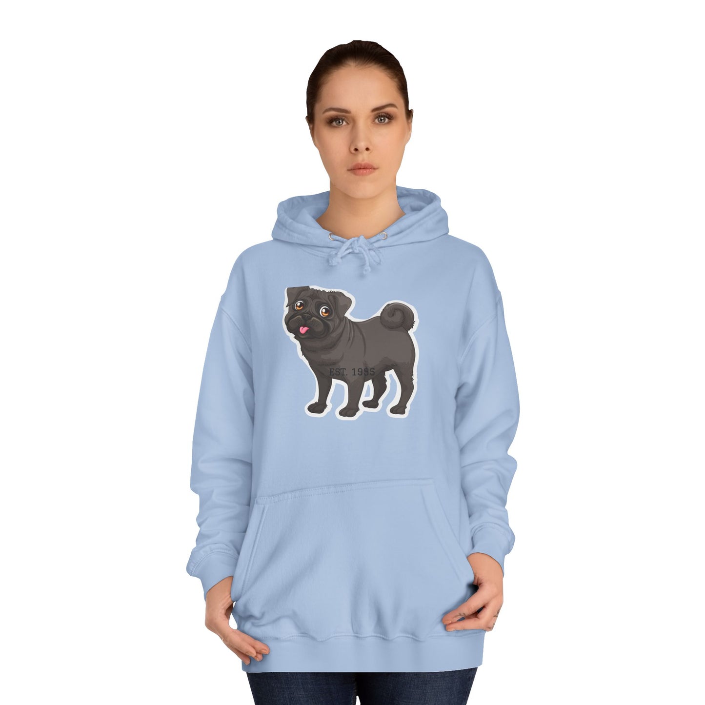 Adorable Pug Unisex College Hoodie - Cozy and Fun Dog Lover Apparel
