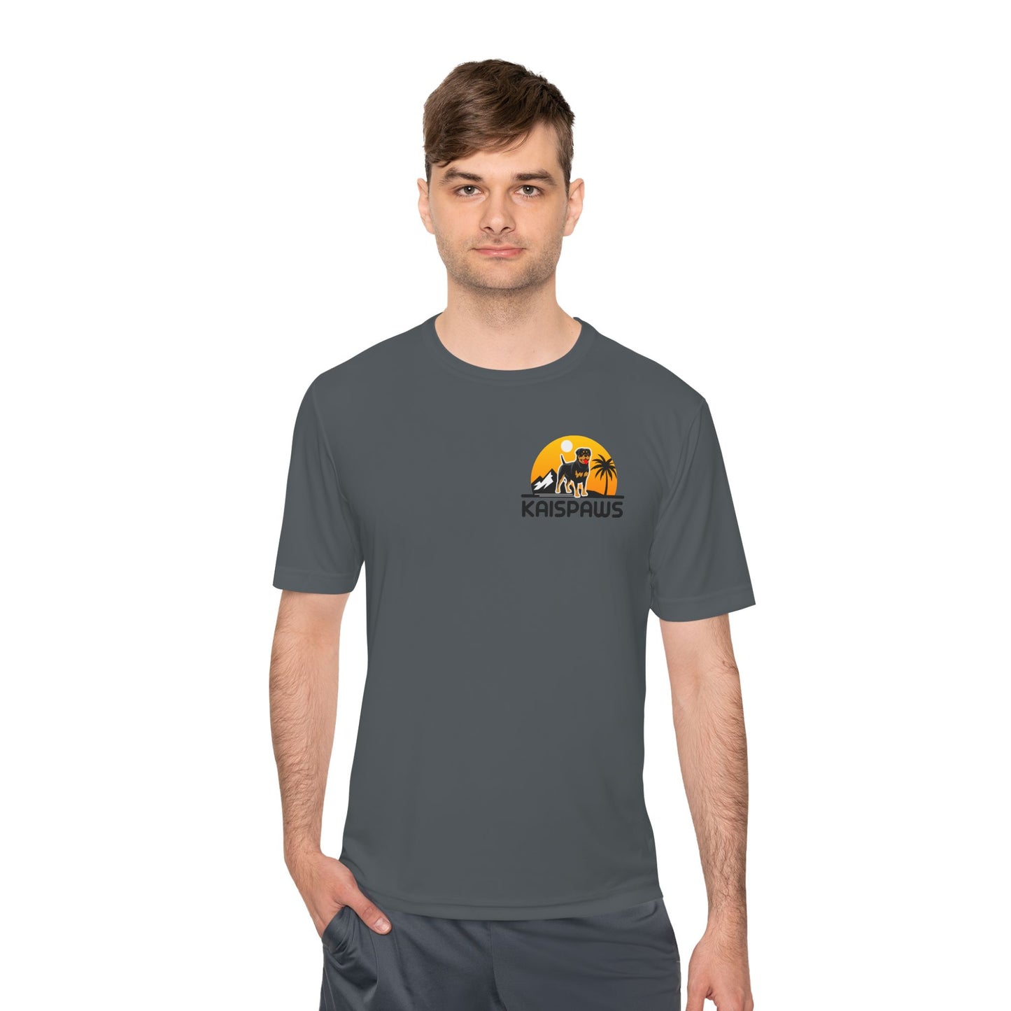 Caution Rottweiler May Lick You to Death Unisex Moisture Wicking Tee