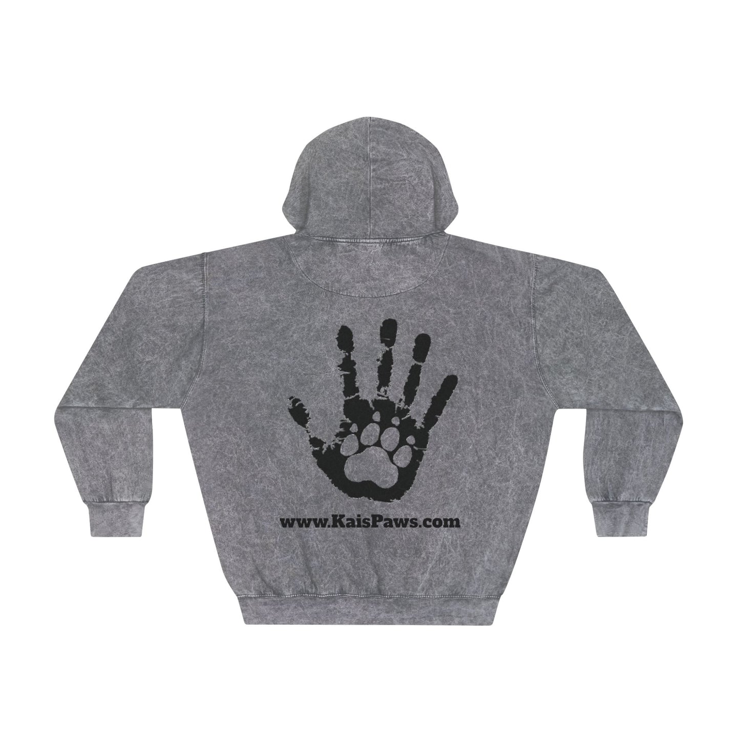 Men's Mineral Wash Hoodie - Sweatshirt with 'Hand/Paw'  Design