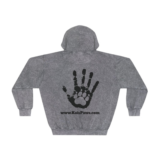 Men's Mineral Wash Hoodie - Sweatshirt with 'Hand/Paw'  Design