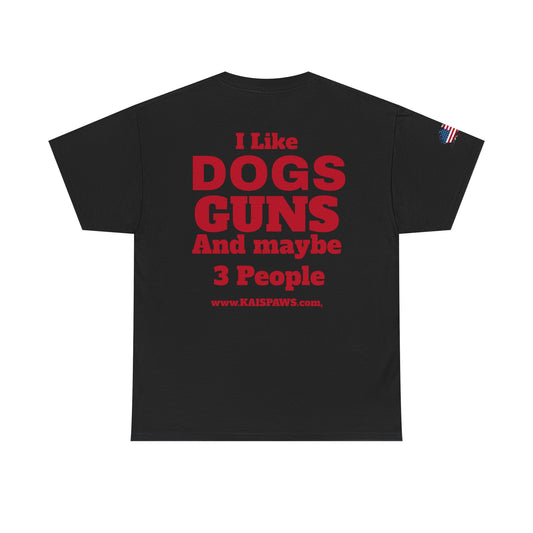 Men's Heavy Cotton Tee with Fun Dog & Gun Quote, Casual Daily Wear, Gift for Dog Lovers, Funny Tee, Comfortable Cotton Shirt