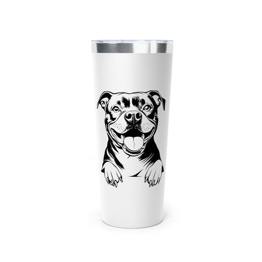 Dog Lover's Copper Vacuum Insulated Tumbler - 22oz with Pit Bull Design