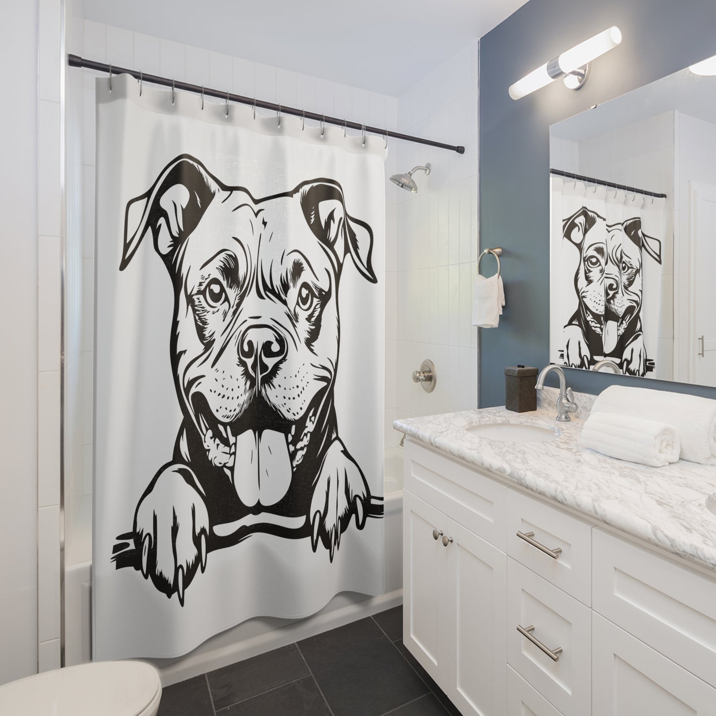 Playful Pit Bull Shower Curtain - Perfect for Pet Lovers