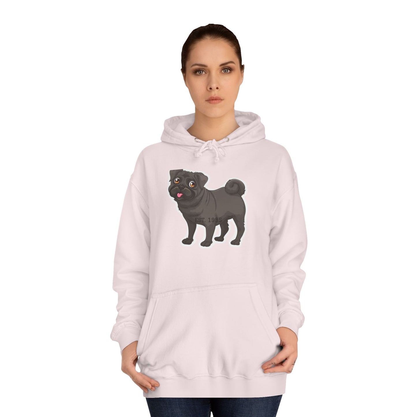 Adorable Pug Unisex College Hoodie - Cozy and Fun Dog Lover Apparel