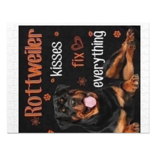 Rottweiler Kisses Jigsaw Puzzle, Dog Lover Gift, Family Game Night Essential, Pet Memorial Keepsake, Puzzle with Tin