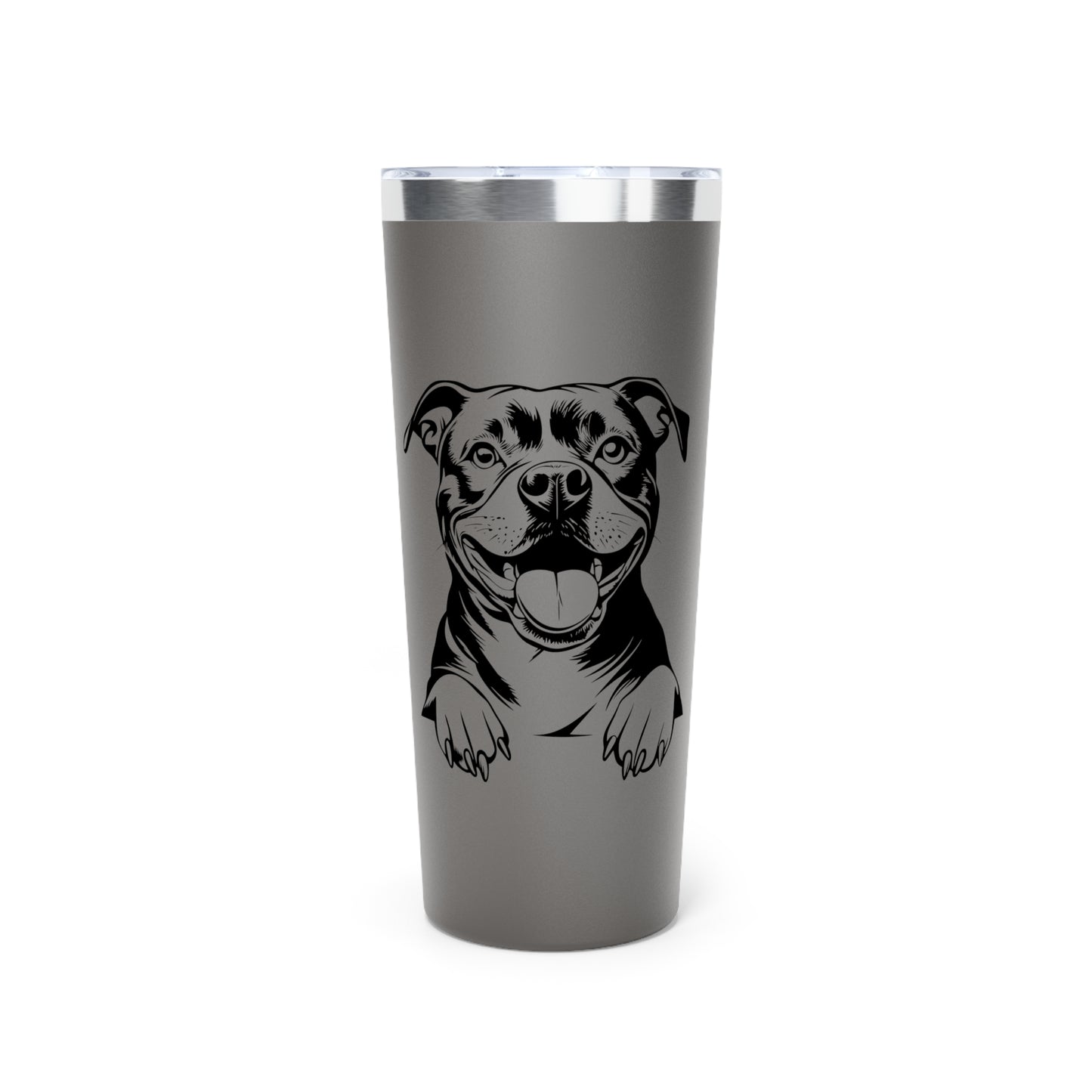 Dog Lover's Copper Vacuum Insulated Tumbler - 22oz with Pit Bull Design