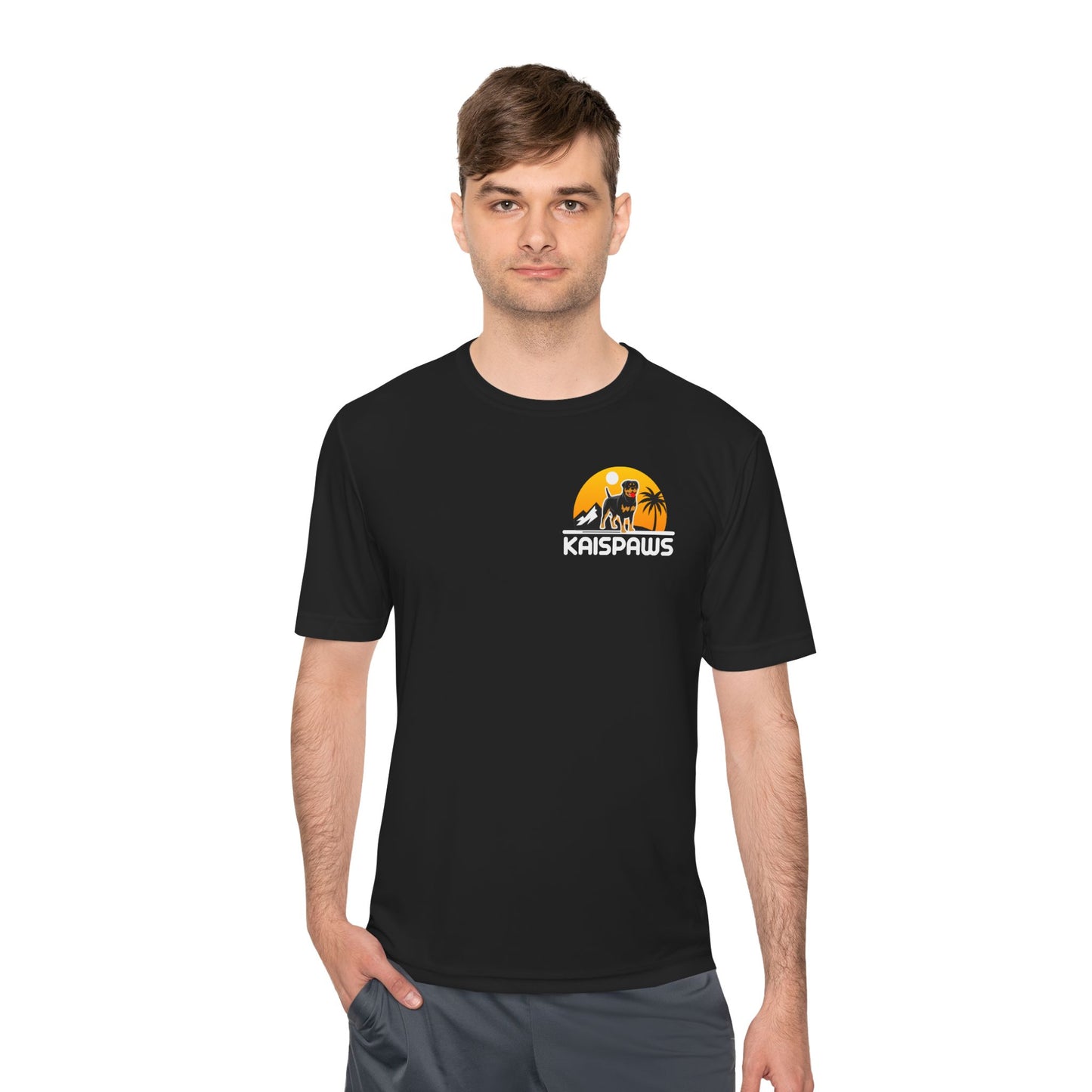 Caution Rottweiler May Lick You to Death Unisex Moisture Wicking Tee