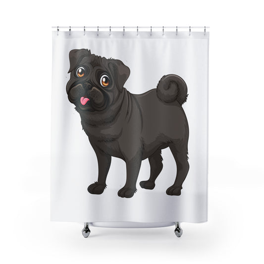 Cute Pug Shower Curtain - Fun Bathroom Decor for Dog Lovers