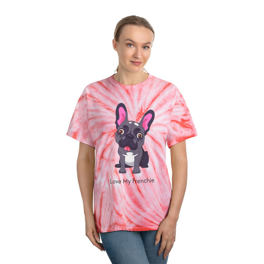 Love My Frenchie Tie-Dye Tee - Bright Yellow Cyclone Design for Dog Lovers